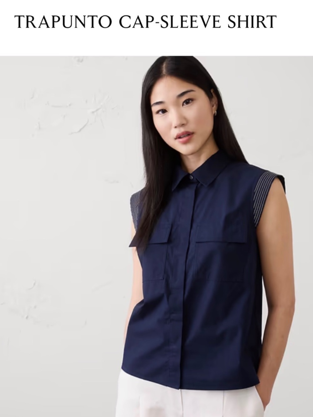 Banana Republic TRAPUNTO CAP-SLEEVE SHIRT